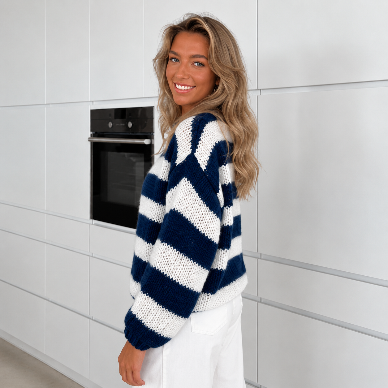 Oversized Striped Knit Sweater