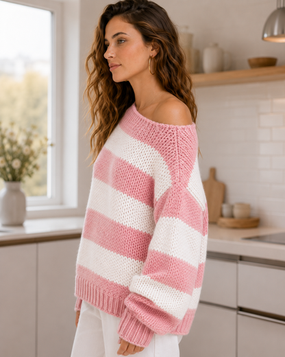 Oversized Striped Knit Sweater