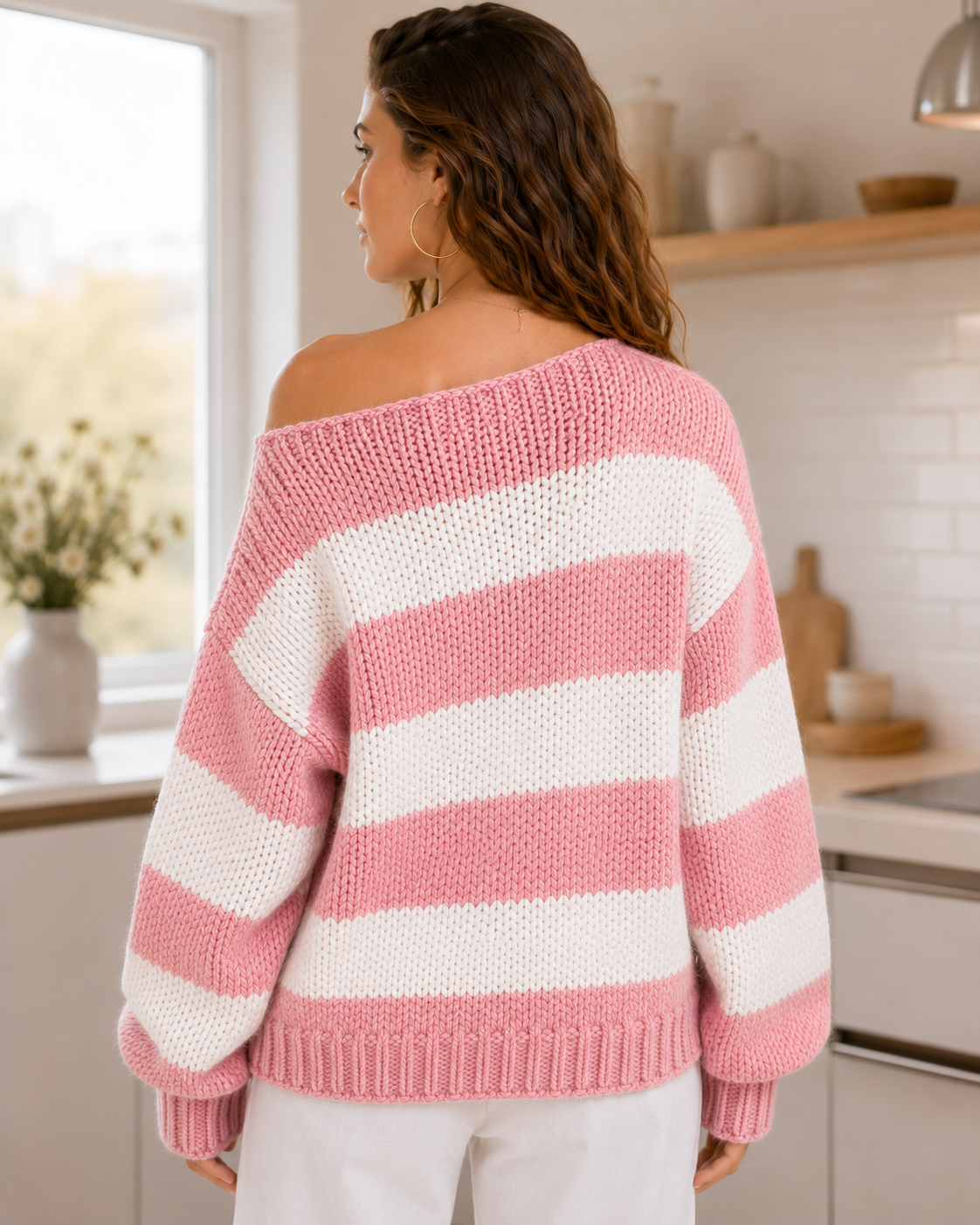 Oversized Striped Knit Sweater