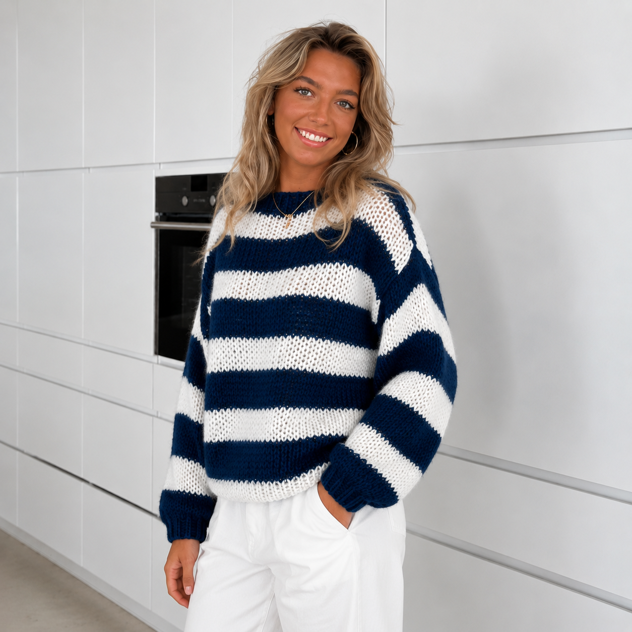 Oversized Striped Knit Sweater