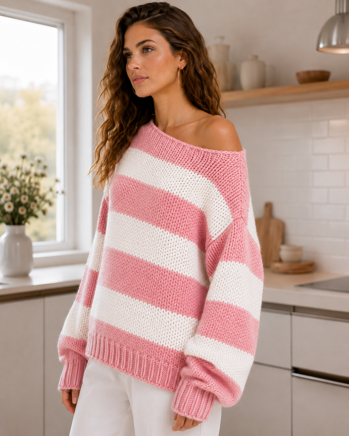 Oversized Striped Knit Sweater