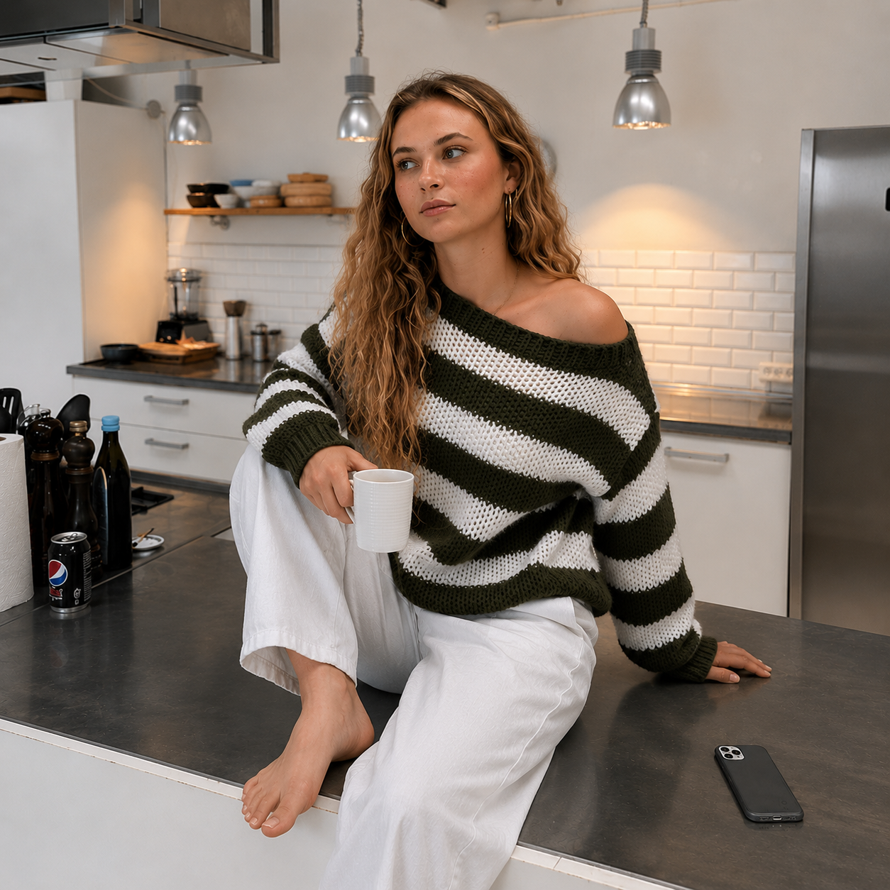 Oversized Striped Knit Sweater