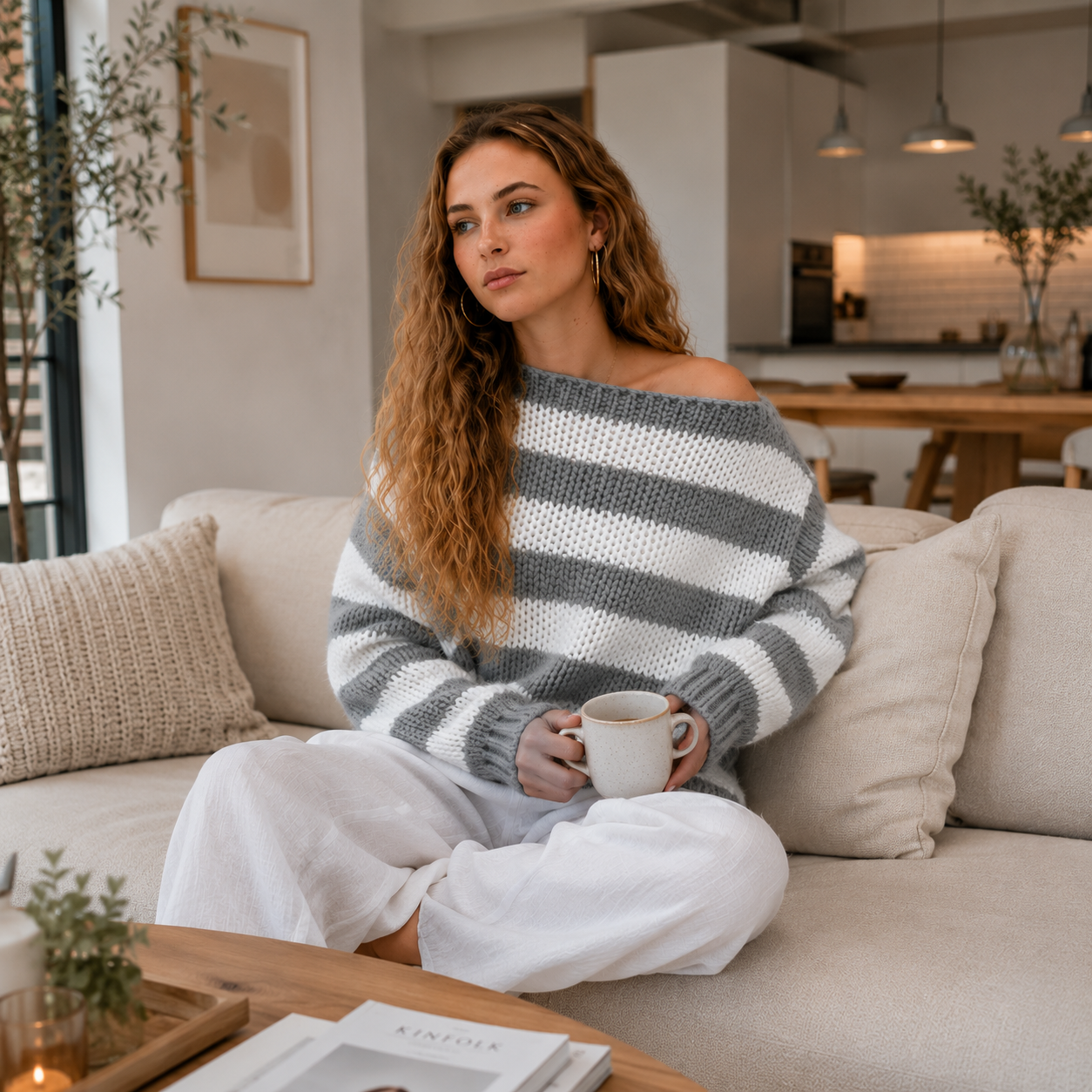 Oversized Striped Knit Sweater