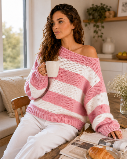 Oversized Striped Knit Sweater