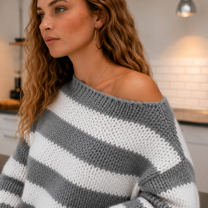 Oversized Striped Knit Sweater